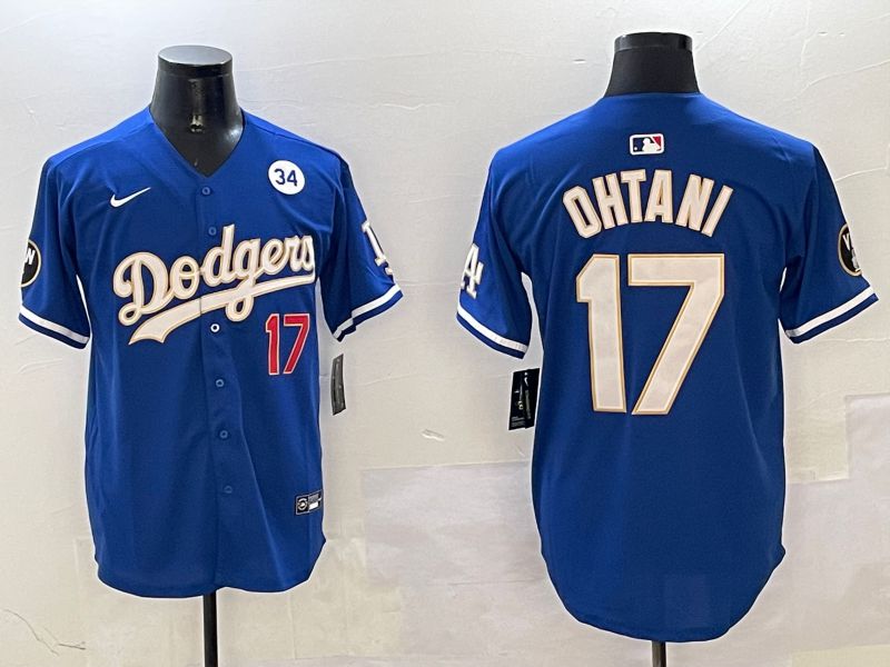 Men Los Angeles Dodgers #17 Ohtani Blue Gold Game 2025 Nike MLB Jersey style 9